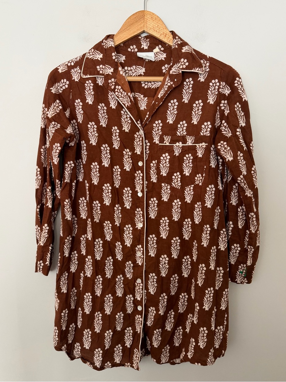 Julia Amory Husband Shirt in Brown Coco Field Flower Size XS